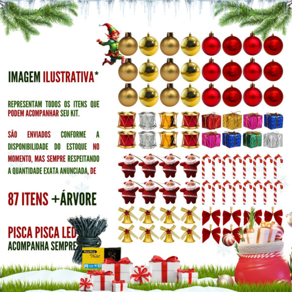 Árvore Natal Pinheiro 180cm Enfeitada Decorada Promoção 180m - Imagem 2